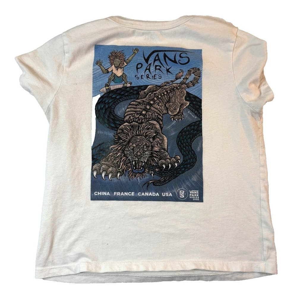 Vans Park Series T Shirt Womens‎ M White Lion Skateboarding Streetwear